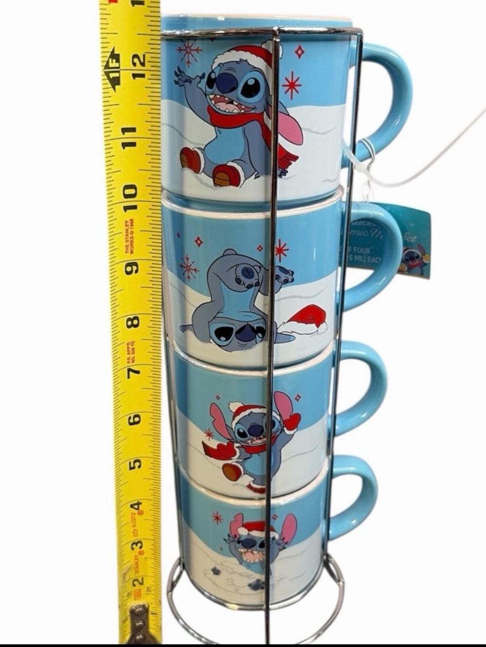 DISNEY LILO & STITCH HOLIDAY STACKABLE MUG SET WITH STAND — SET OF 4 — NWT - Picture 7 of 7